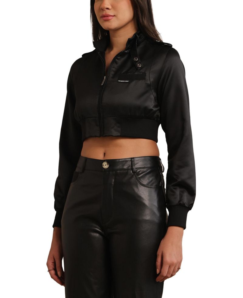 Women's Iconic Racer Cropped Satin Jacket