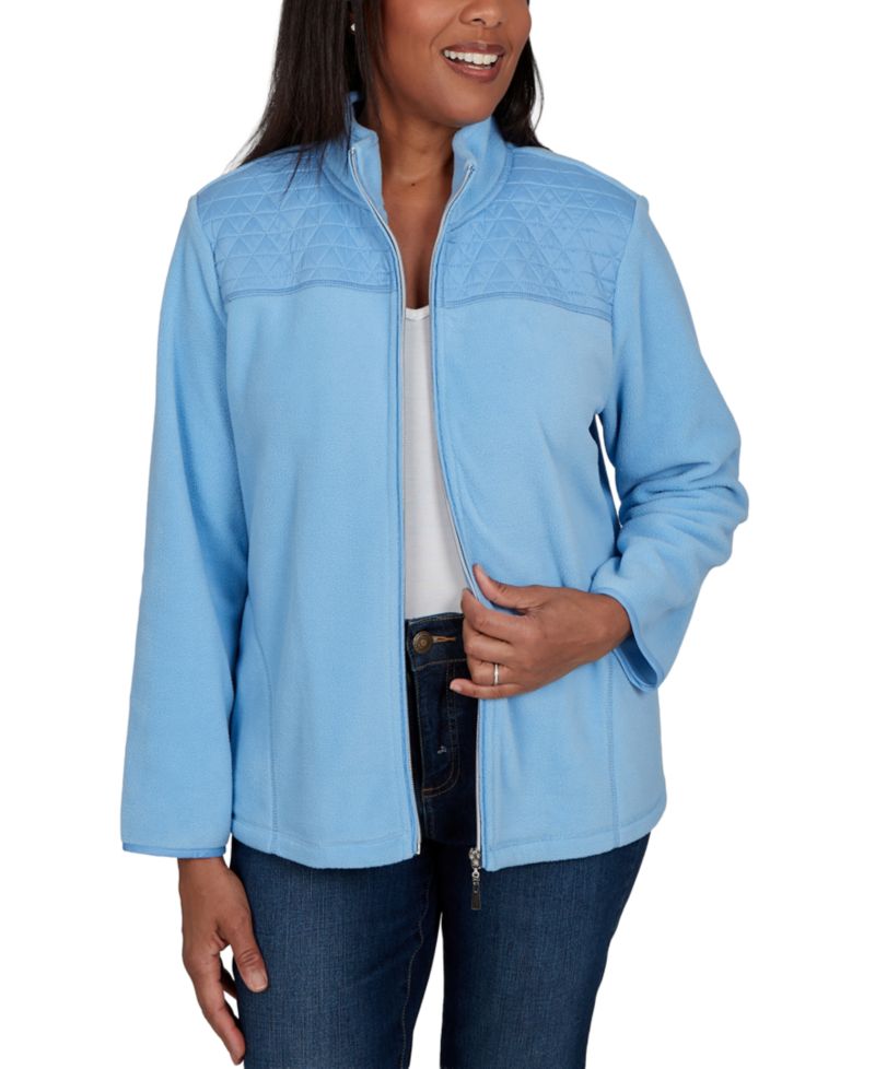 Petite Classic Quilted Zip Front Knit Jacket