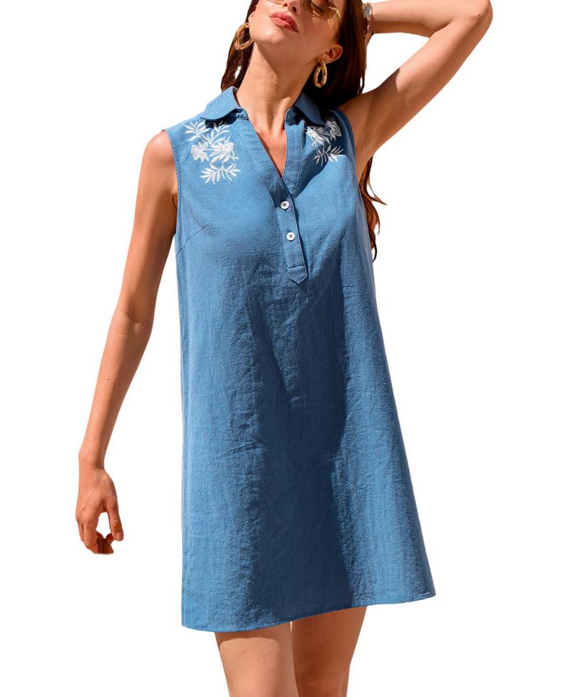Women's Long Journey Blue Mini Beach Dress