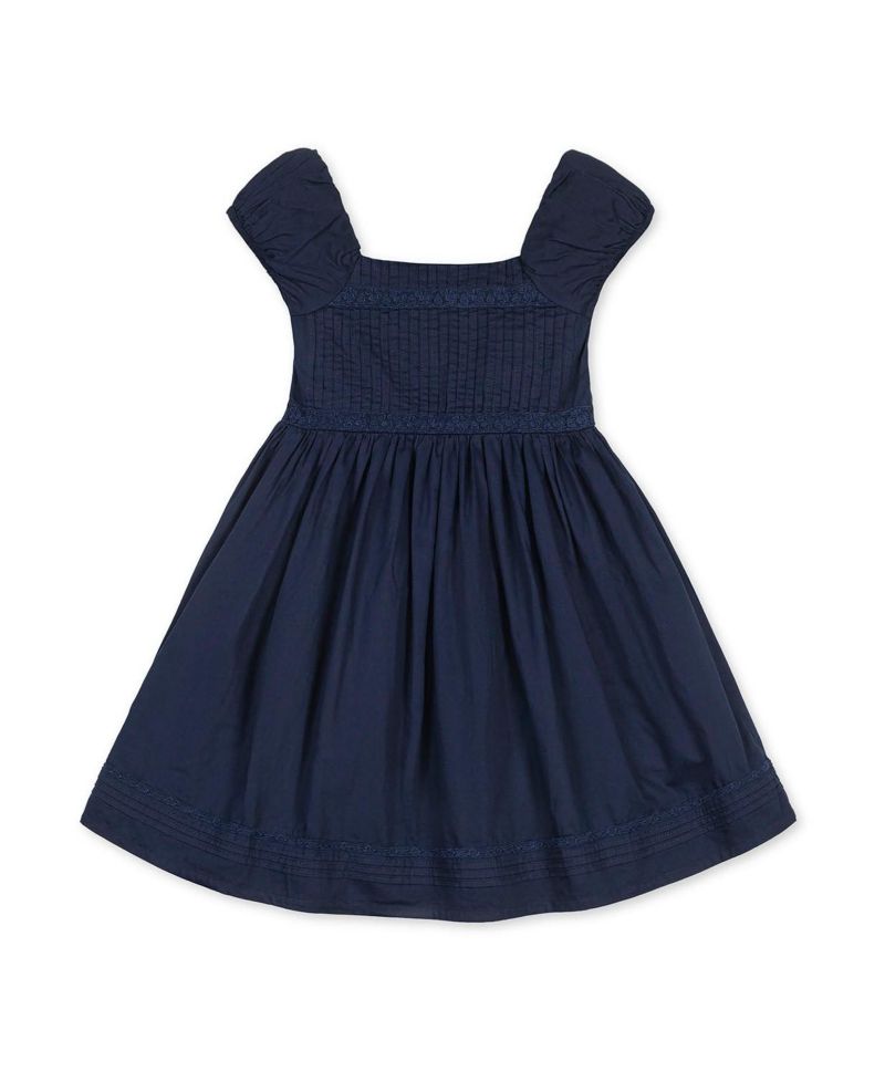Big Girls Hope and Henry Organic Puff Sleeve Pintuck Sateen Party Dress