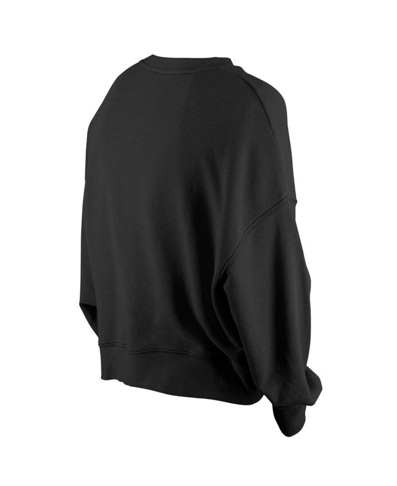 Women's Black Detroit Lions Oversized Throwback Mineral Wash Crew Neck Sweatshirt