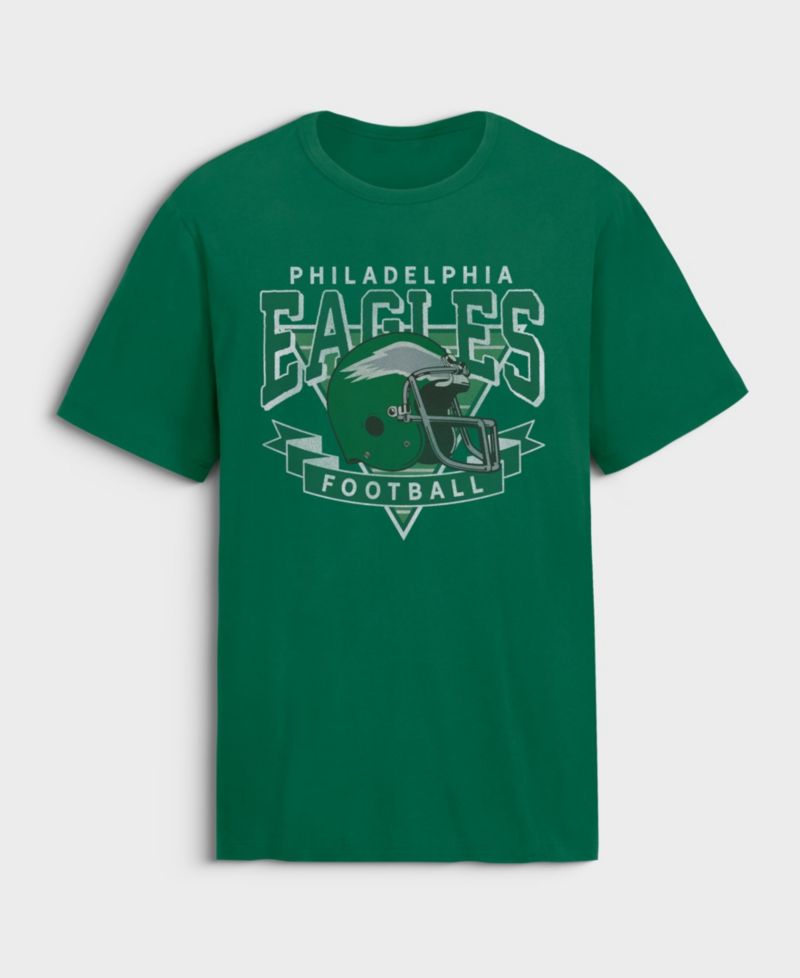 Men's Philadelphia Eagles Old Fashion Rushing Legacy Cotton Crewneck T-Shirt