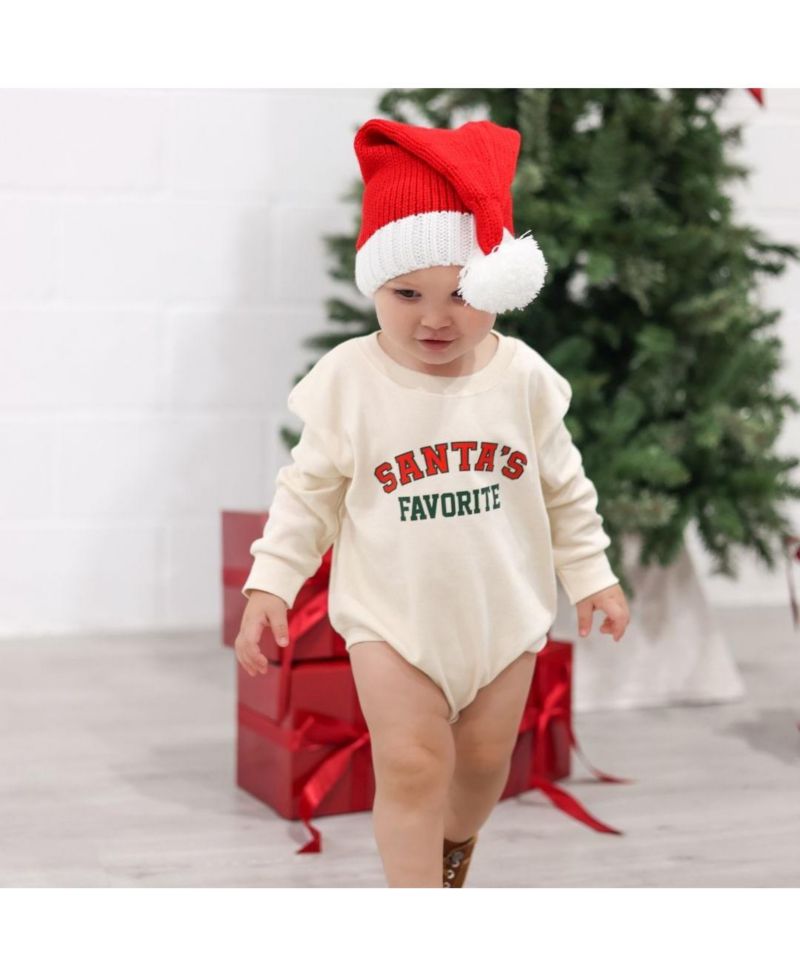 Baby Boys Santa's Favorite Christmas Long Sleeve Romper