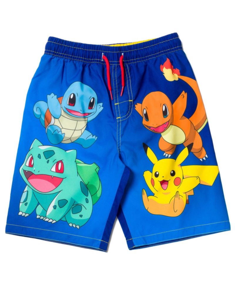 Boys Pikachu UPF 50+ Rash Guard Swim Trunks Outfit Set to