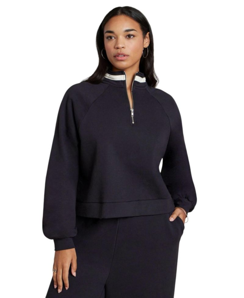 Women's Stripe Detail Quarter Zip Sweatshirt
