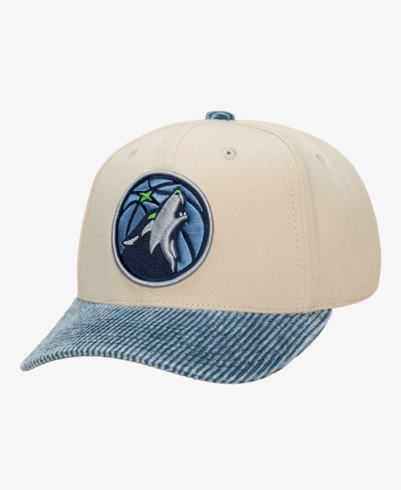 Men's Cream/Blue Minnesota Timberwolves Washed Corduroy Pro Crown Snapback Hat