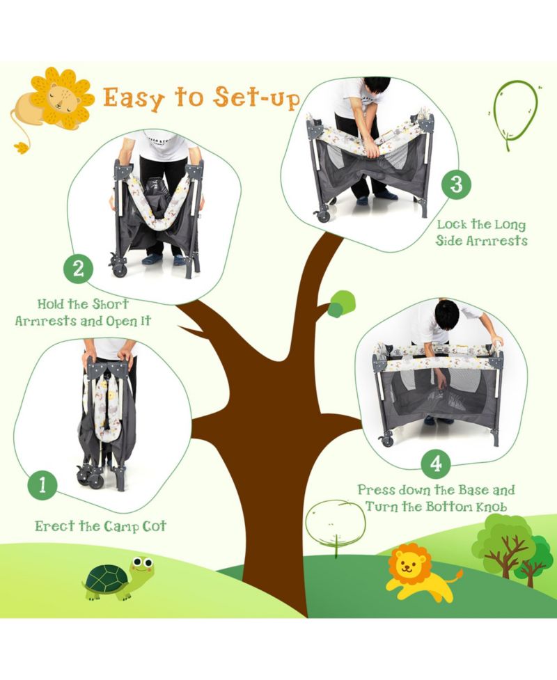 Baby Bedside Sleeper Portable Baby Bassinet 4-in-1 Rolling Bassinet