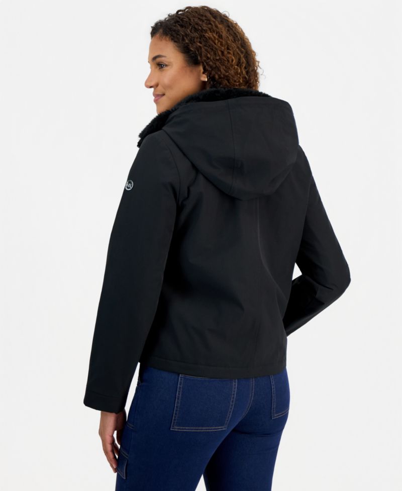 Women's Faux-Fur-Collar Soft-Shell Hooded Jacket