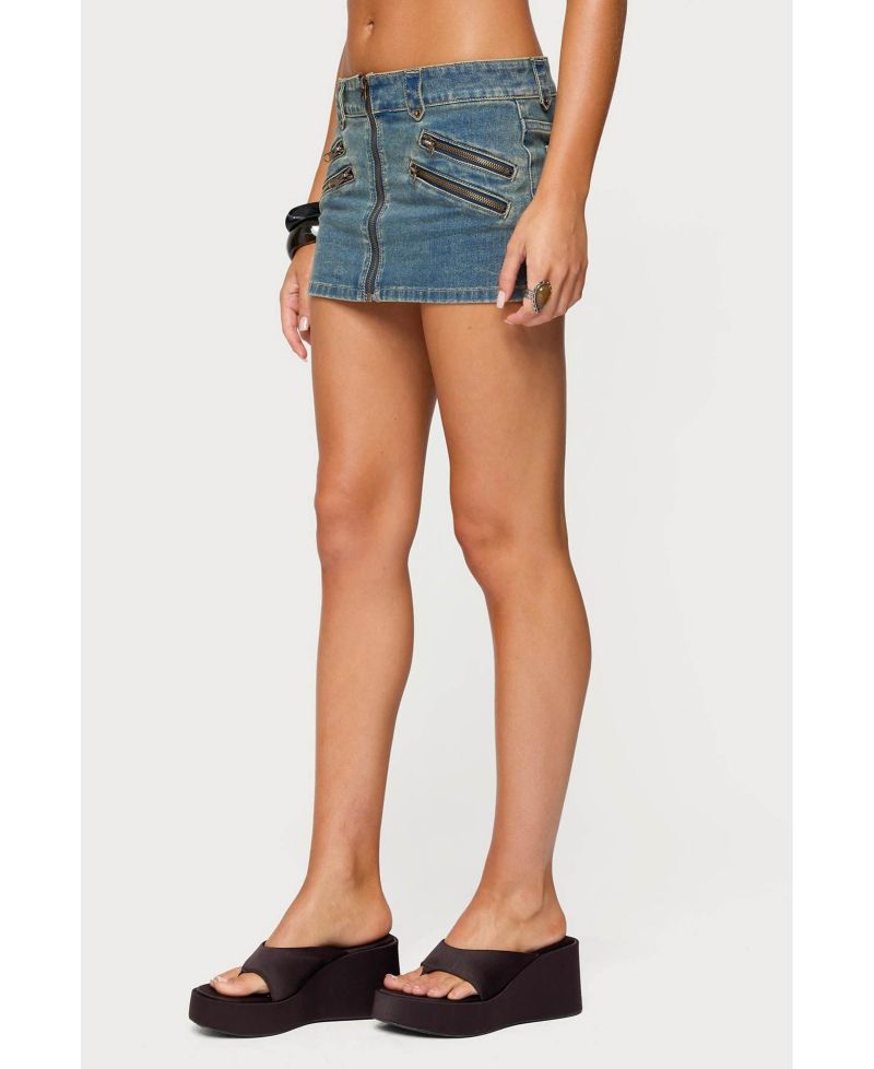 Women's Ronan Zip Up Denim Mini Skort