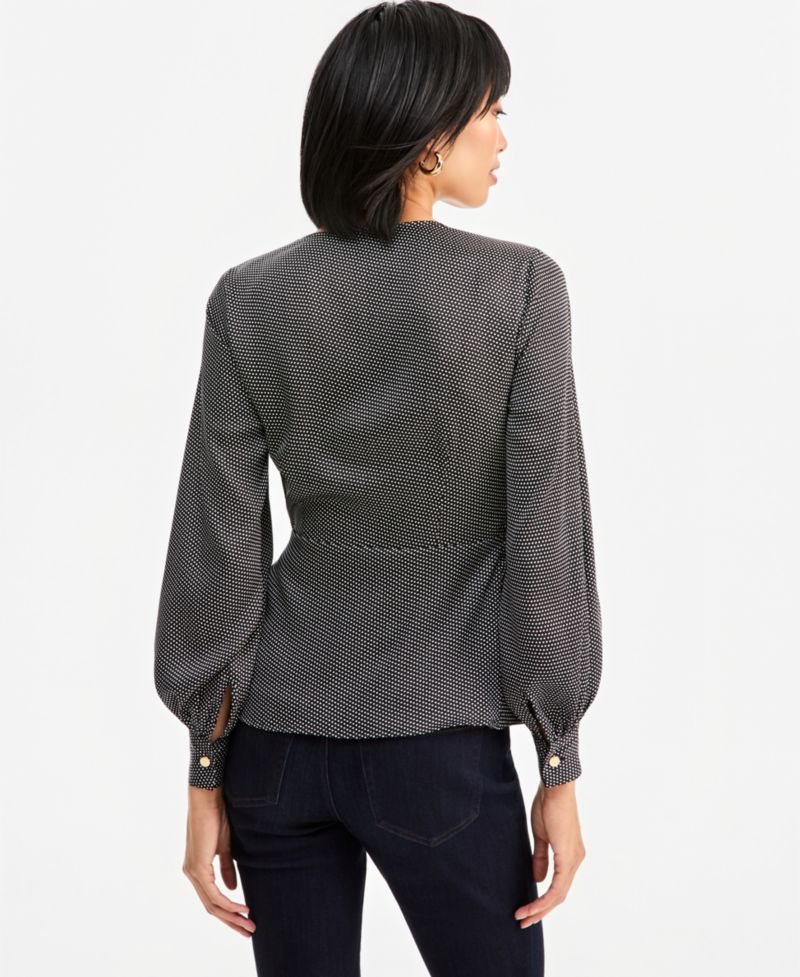 Women's Long Sleeve Printed Wrap Top