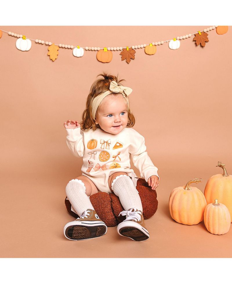 Baby Girls Thankful Cutie Thanksgiving Long Sleeve Romper