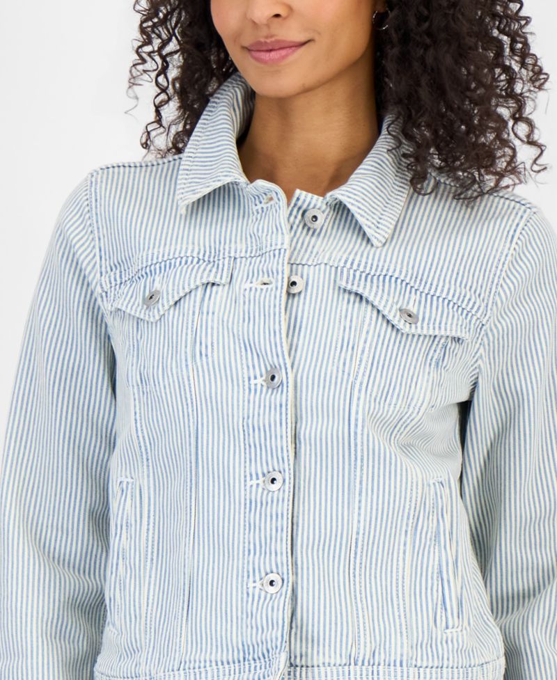 Petite Striped Denim Jacket