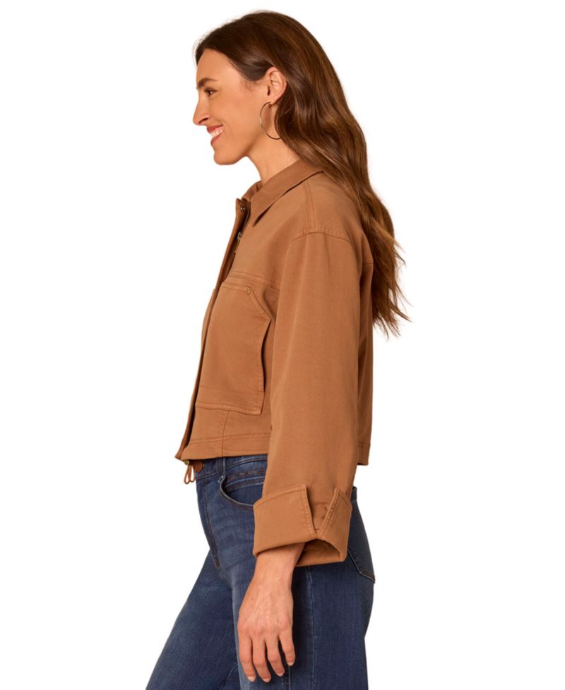 Petite Cropped Bomber Cotton-Blend Jacket