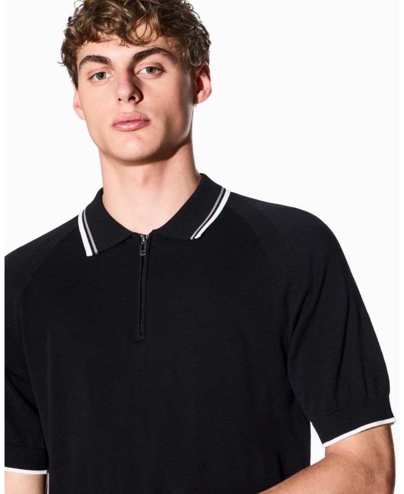 Men's Short Sleeve Zip with Tipping Polo Shirt