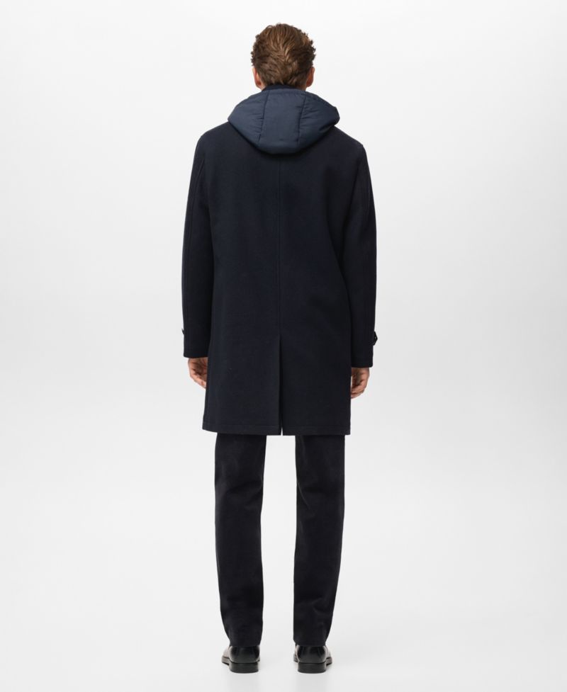Men's Detachable Hood Wool Coat