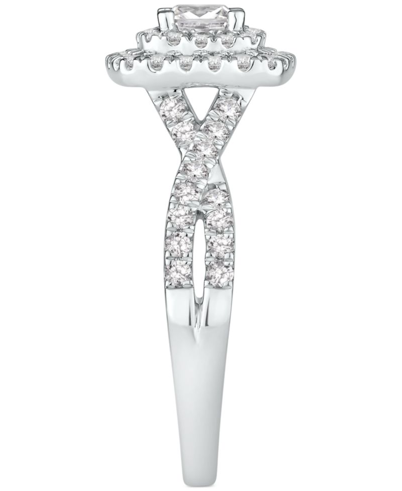 Princess-Cut Diamond Twist Halo Engagement Ring (1 ct. t.w.) in 14k Gold