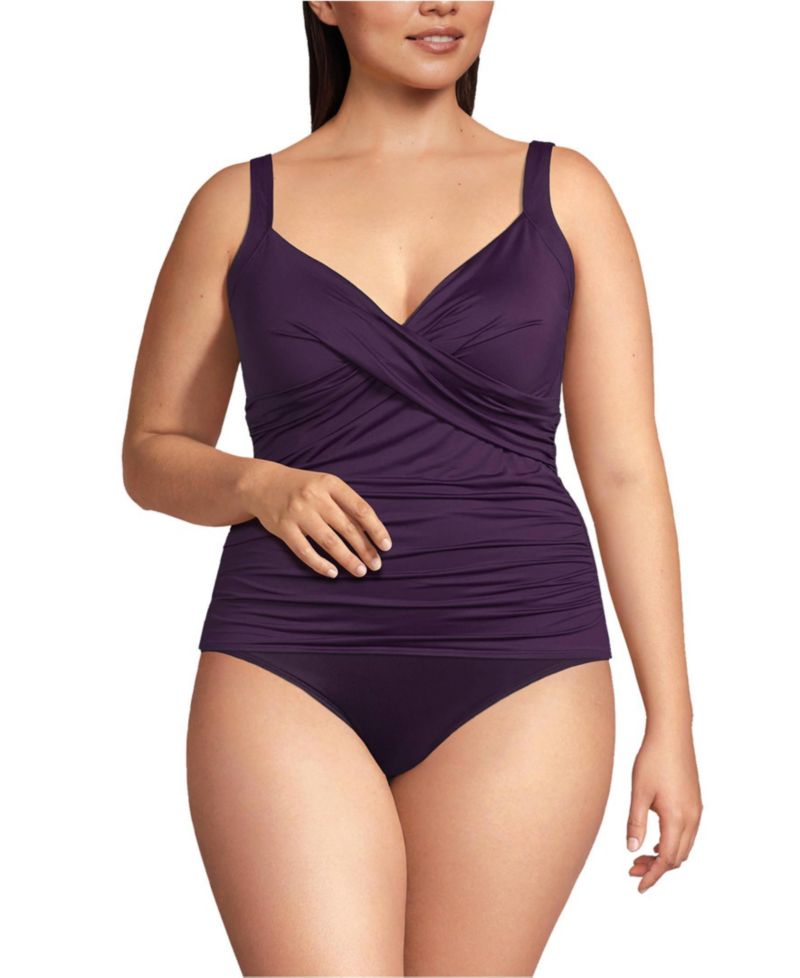 Plus Size DDD-Cup Sweetheart Wrap Underwire Tankini Top