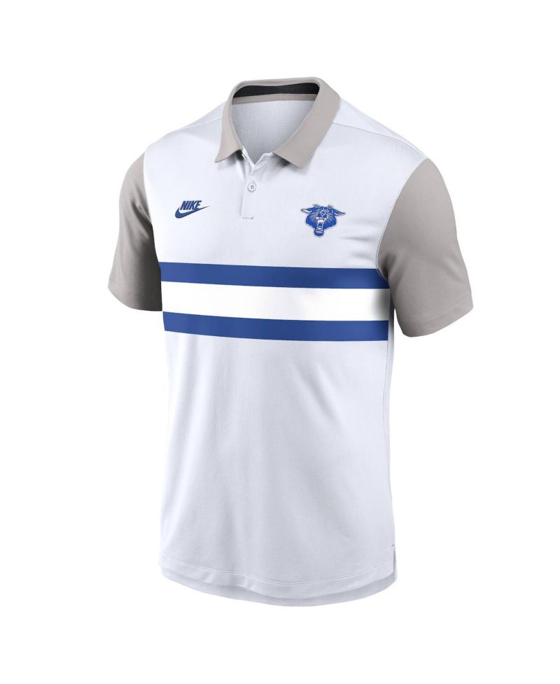 Men's White/Gray Kentucky Wildcats Athletic Prep Legacy Logo Vapor Performance Polo Shirt