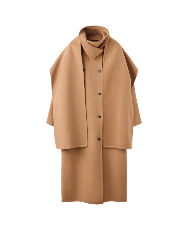 Women's Selection Wool-Blend Double-Breasted Detachable Scarf Coat