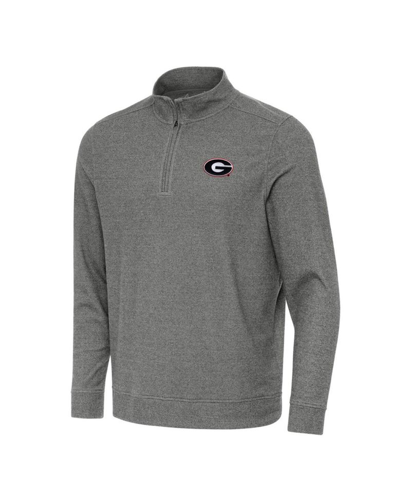 Men's Heather Charcoal Georgia Bulldogs Subtle Quarter-Zip Hoodie