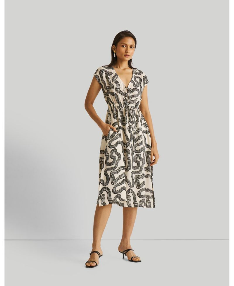 Women's Deep V-neck Gathered Dress