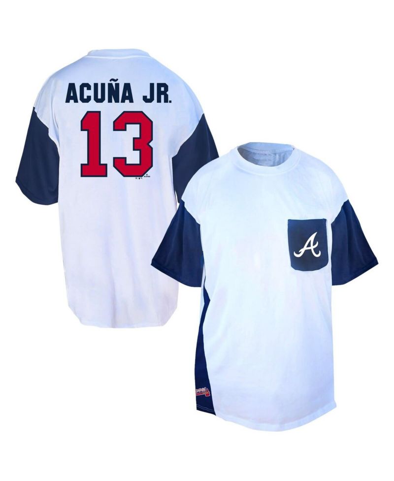 Men's Profile Ronald Acu&ntilde;a Jr. White/Navy Atlanta Braves Big & Tall Player Name & Number T-Shirt