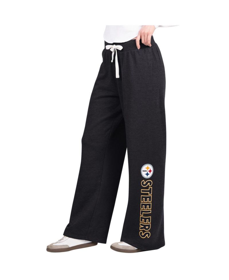 Women's Black Pittsburgh Steelers Field Wide Leg Sweatpants