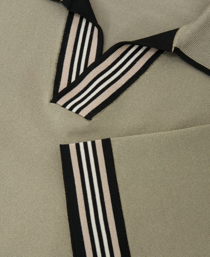 Men's Poole Compact-Knit Stripe-Tipped Regular Fit Polo Shirt