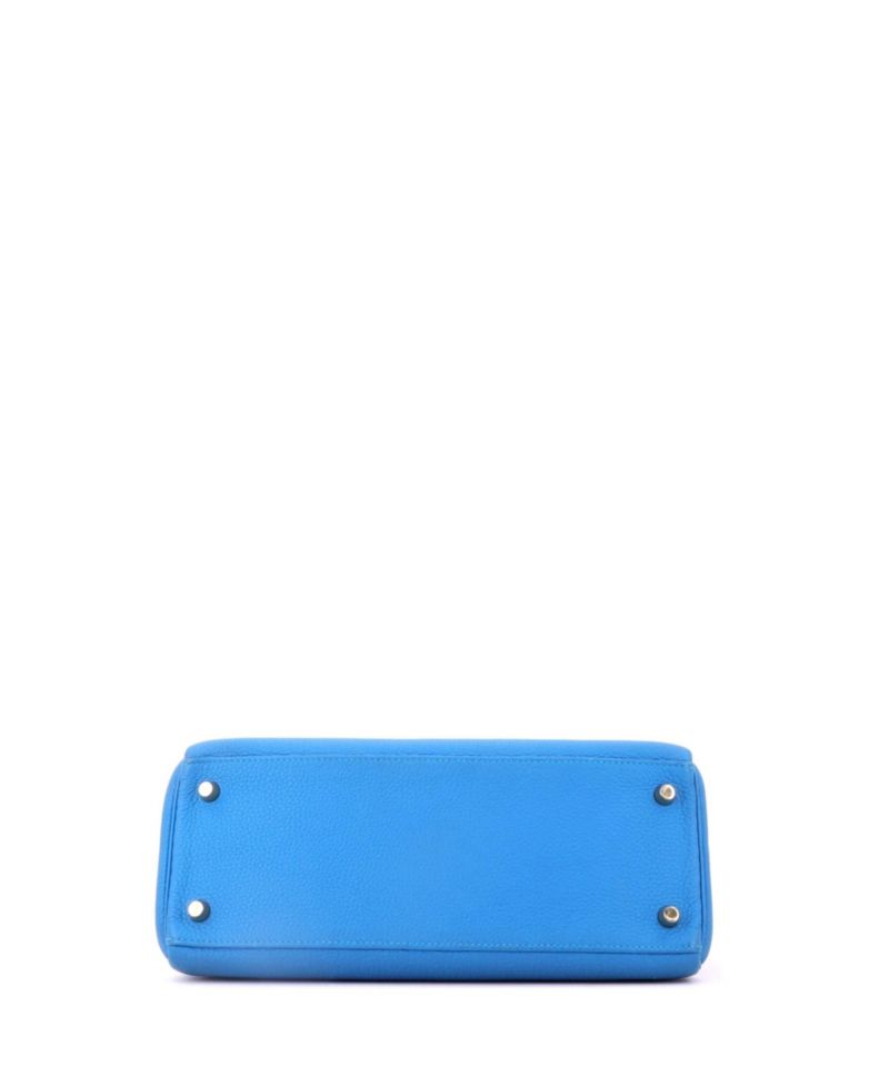 Pre-Owned Hermes Kelly 28 Handbag Blue Togo with Gold Hardware