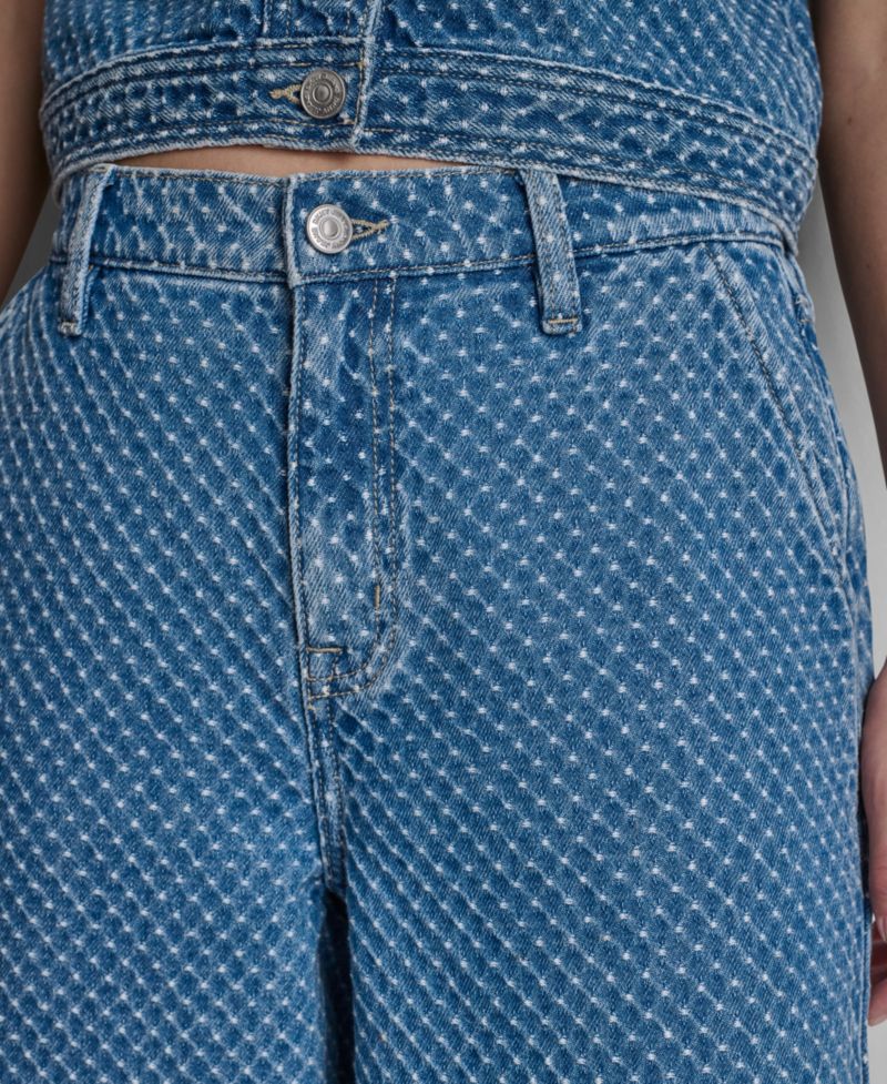 Women's Mid-Rise Wide-Leg Boucle Jeans