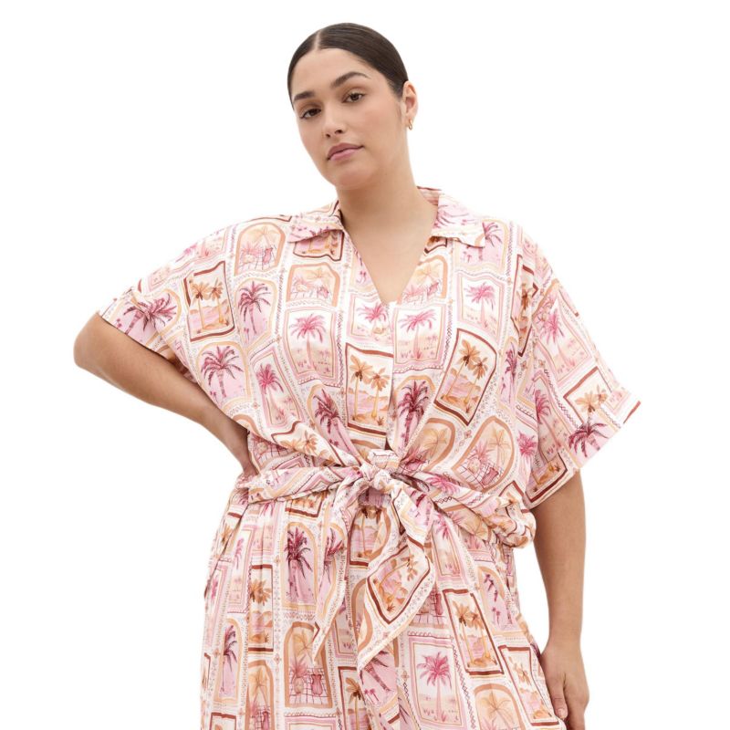 Women's Plus Size Postcard Soiree Print Shirt