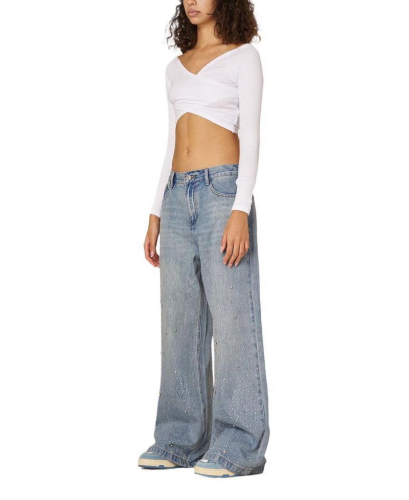 Women's Rhinestone Baggy Jeans
