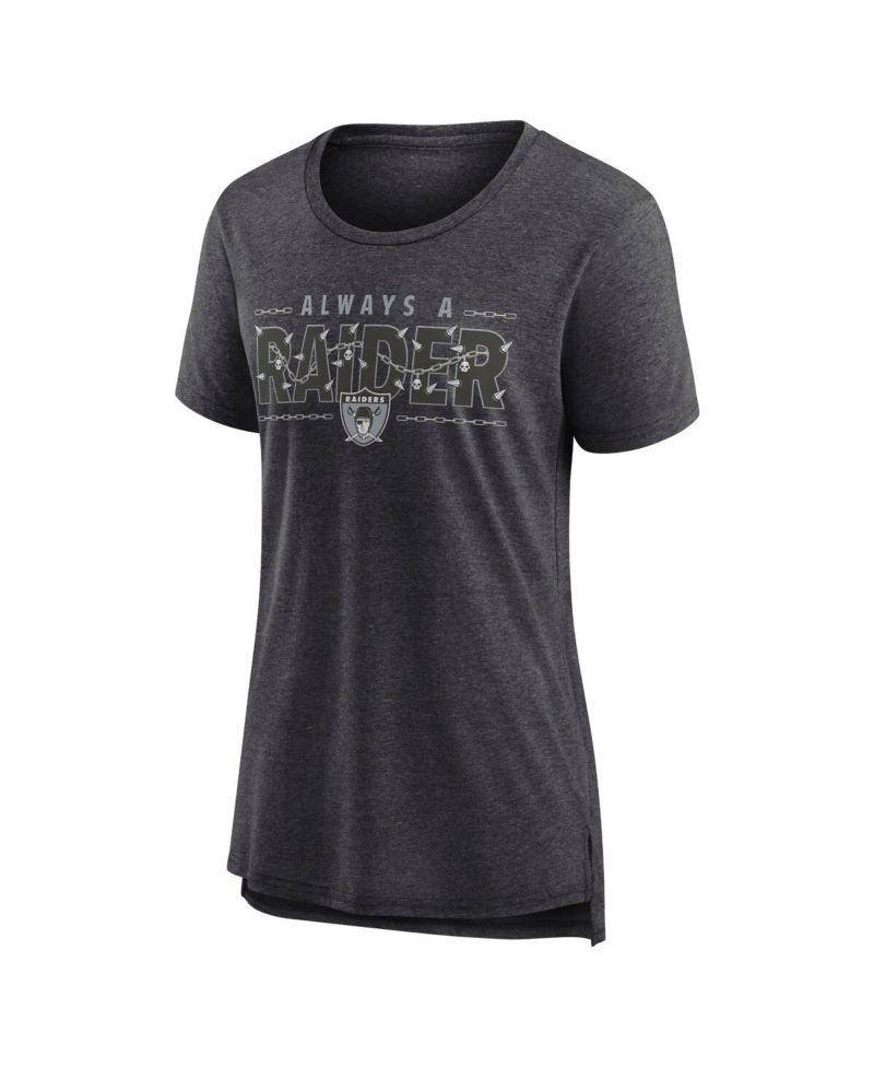 Women's Charcoal Las Vegas Raiders Vintage Graphic Tri-Blend Scoop Neck T-Shirt