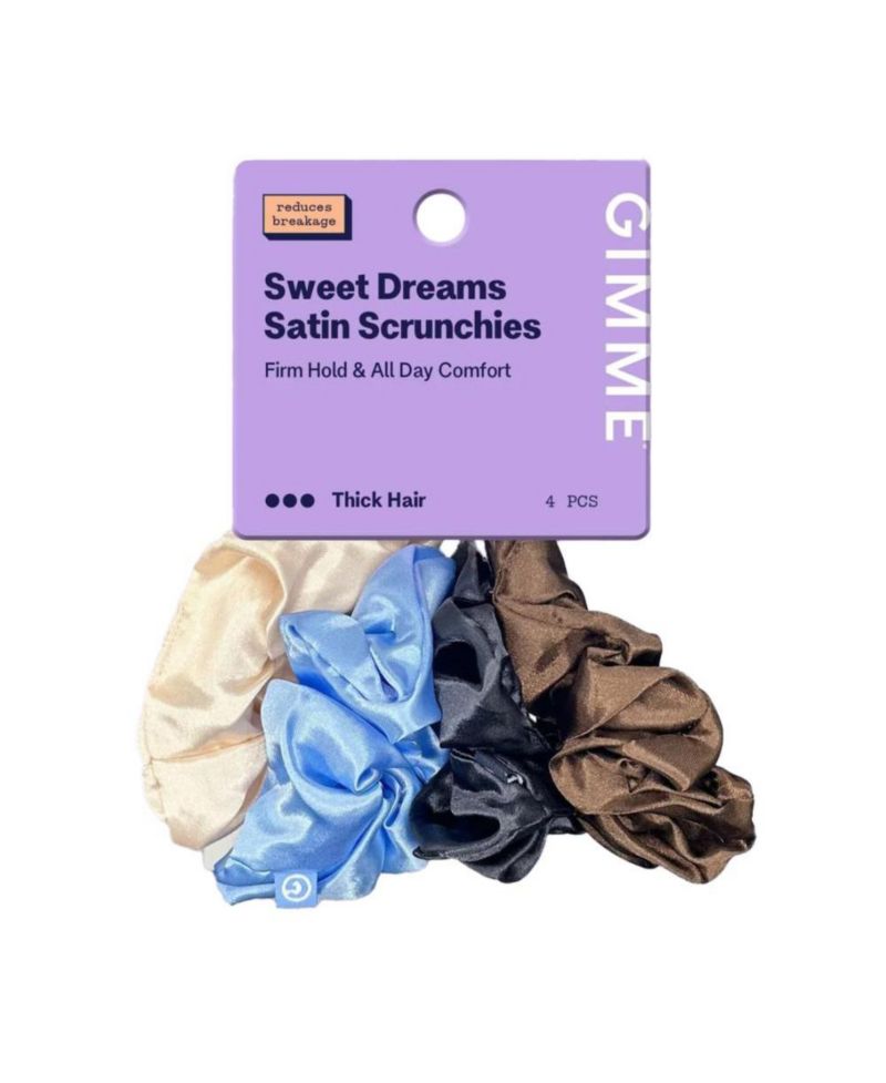 Large Satin Hair Scrunchies Soft, No Breakage Scrunchies Perfect for Thick Hair and Bedtime Wear 4 Pack