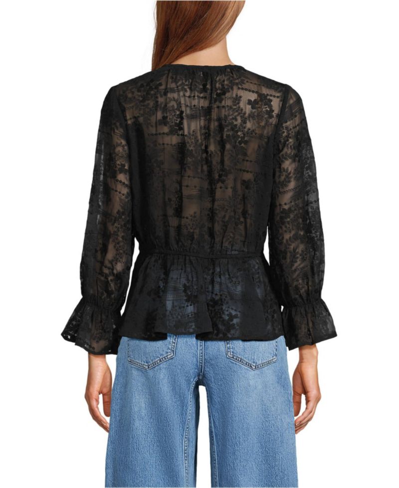 Women's Feminine Ruffle Chiffon V-neck Blouse