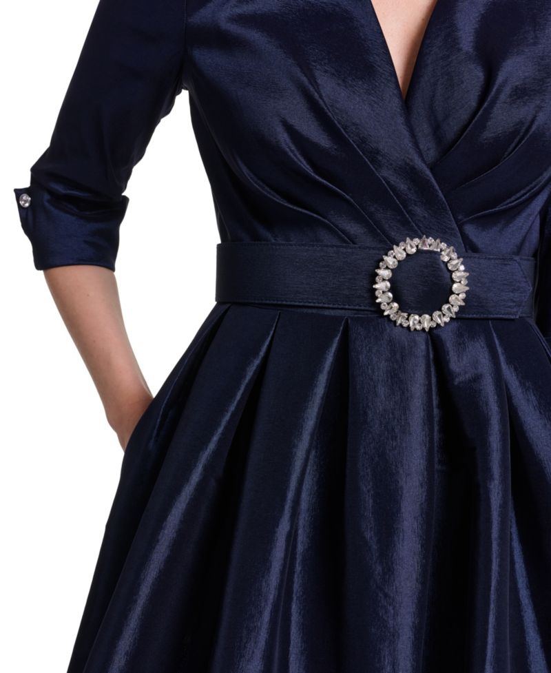 Petite Wedding Guest 3/4-Sleeve Embellished Dress