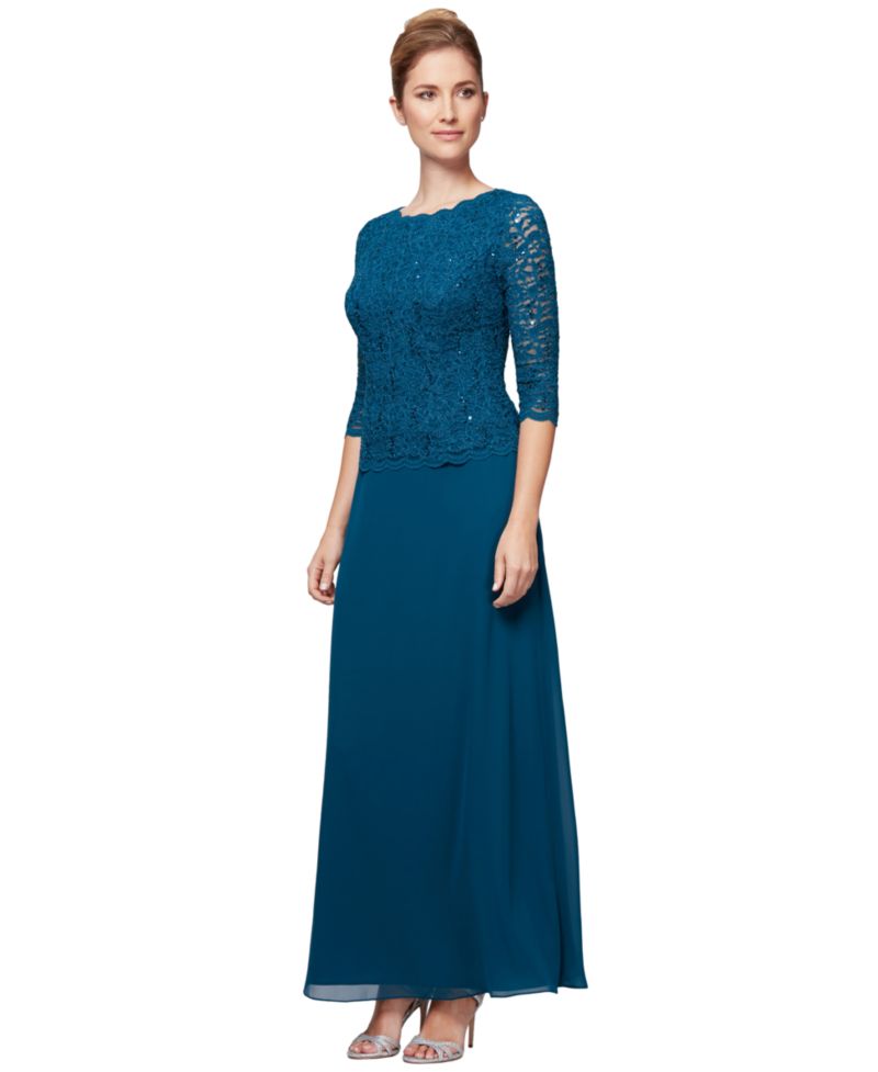 Women's Sequin Embellished Lace Top Gown