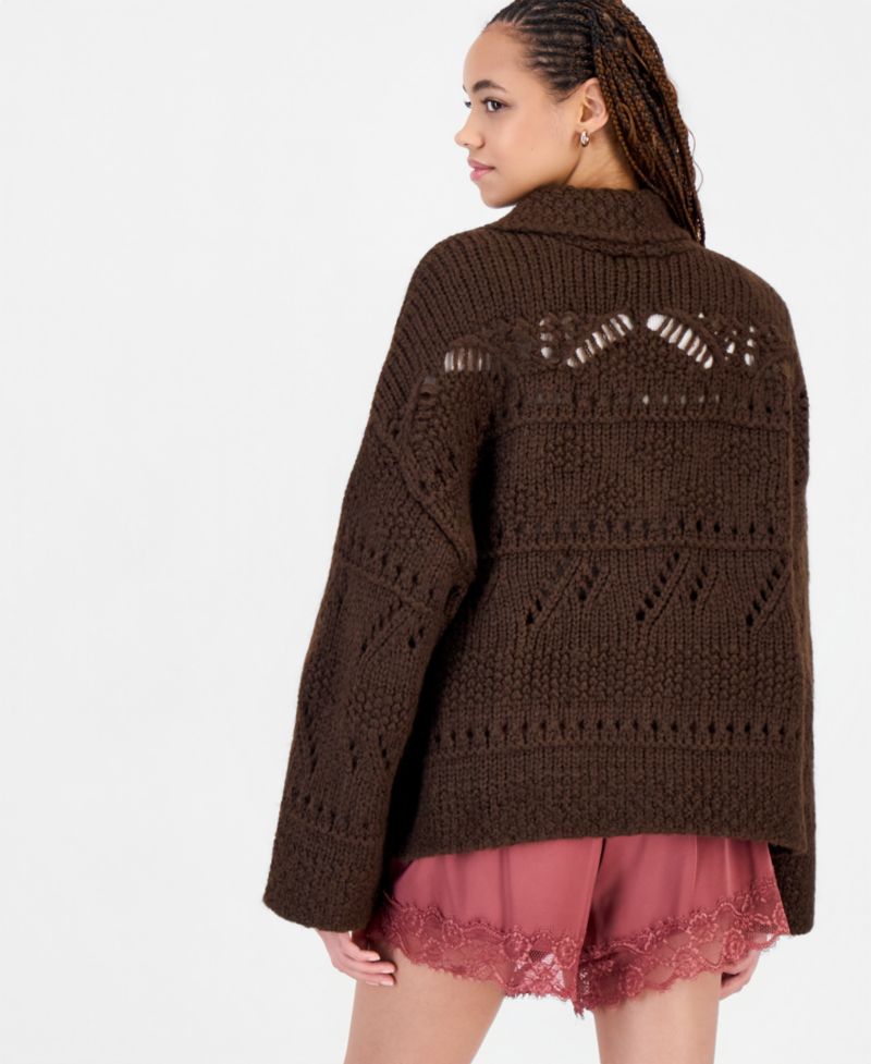 Petite Pointelle Button-Front Cardigan