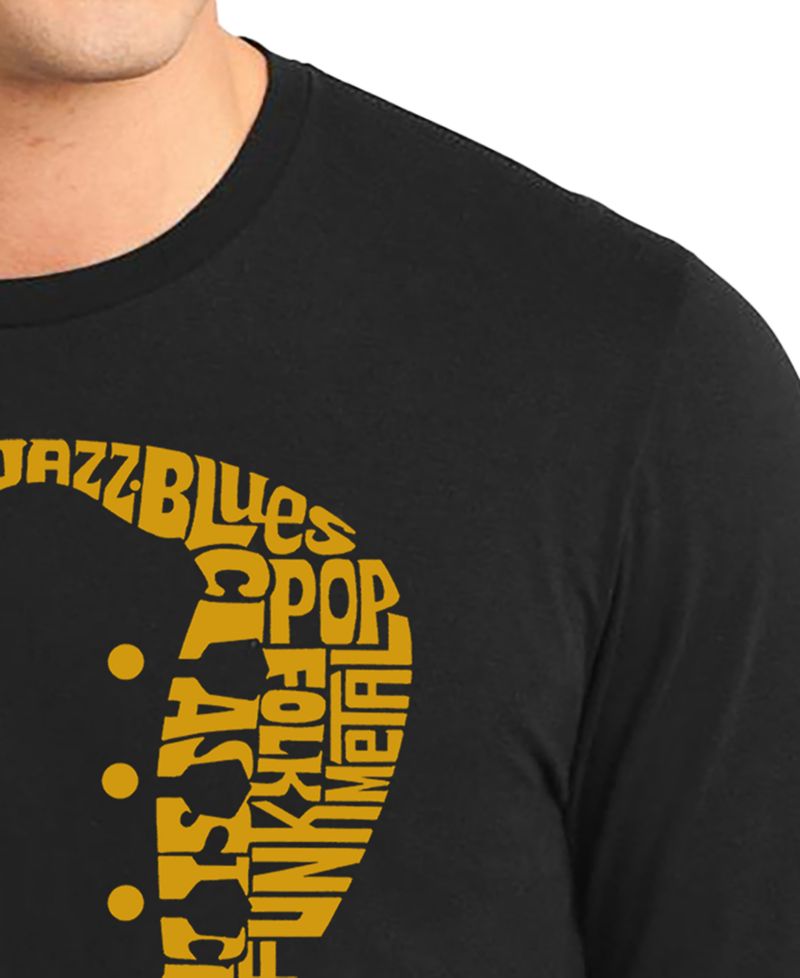 Men's Music Genres Guitar Neck Word Art Long-Sleeve T-Shirt