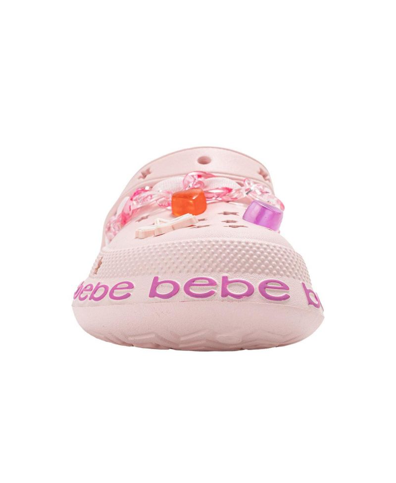 Little Girls Lightweight EVA Clog with Chain with Logo Grosgrain Ribbon and Charms