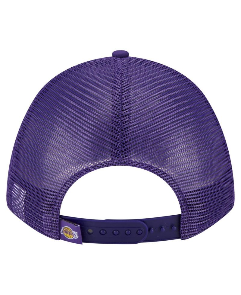 Men's Purple Los Angeles Lakers Minimalist A-Frame 9FORTY Trucker Hat