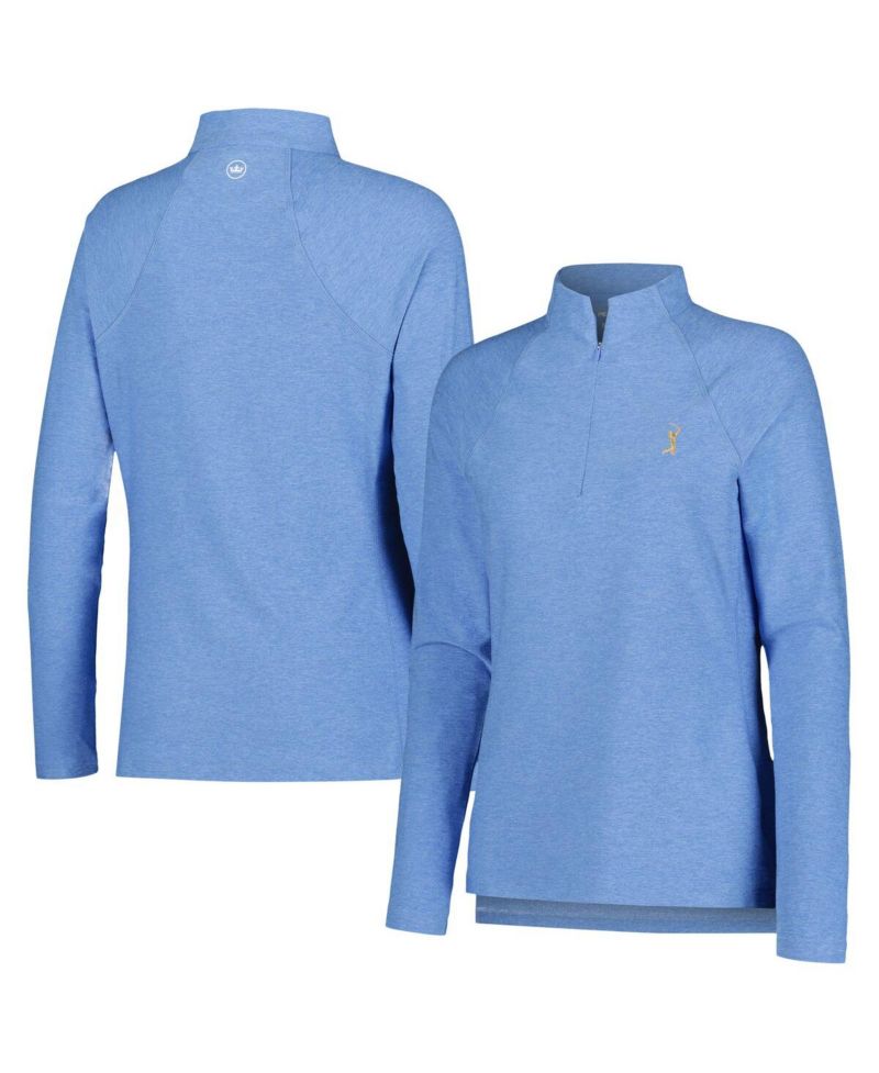Women's Light Blue THE PLAYERS Melange Raglan Perth Quarter-Zip Top