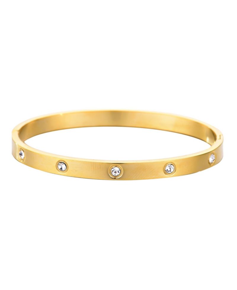 Tarnish Resistant Gold Plated Crystal Eternity Cuff Bracelet