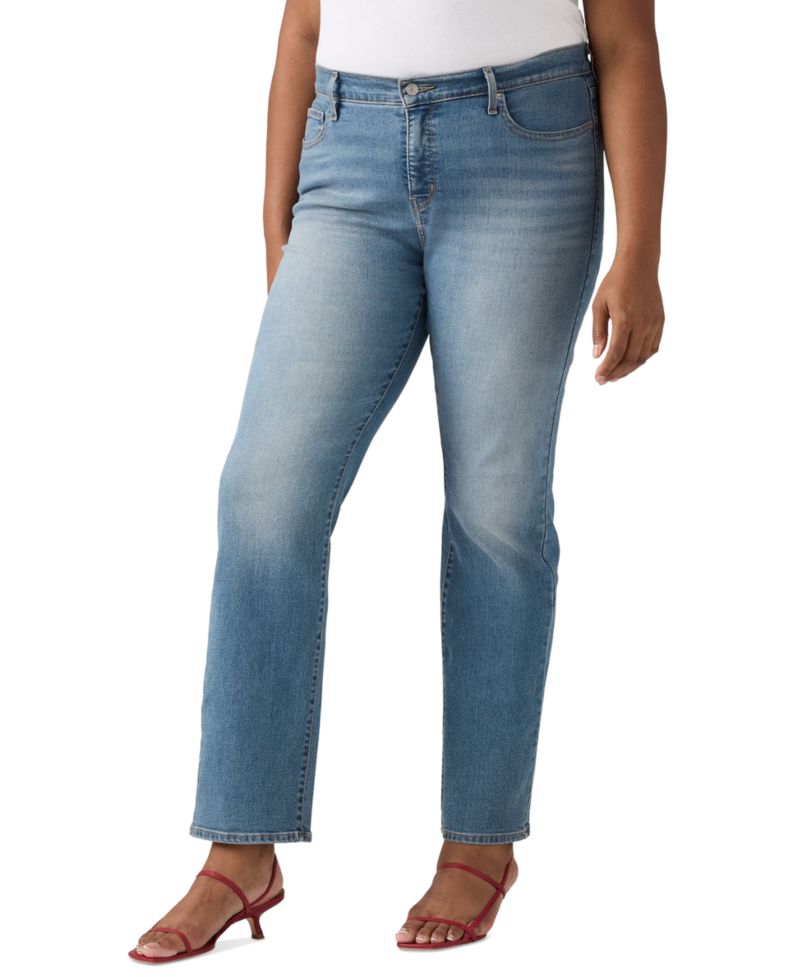 Trendy Plus Size 314 Mid-Rise Shaping Straight-Leg Jeans