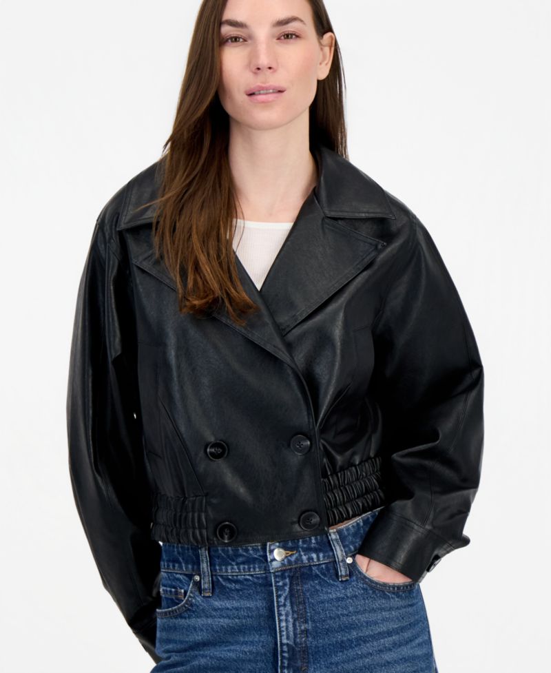 Women's Cropped Faux-Leather Jacket