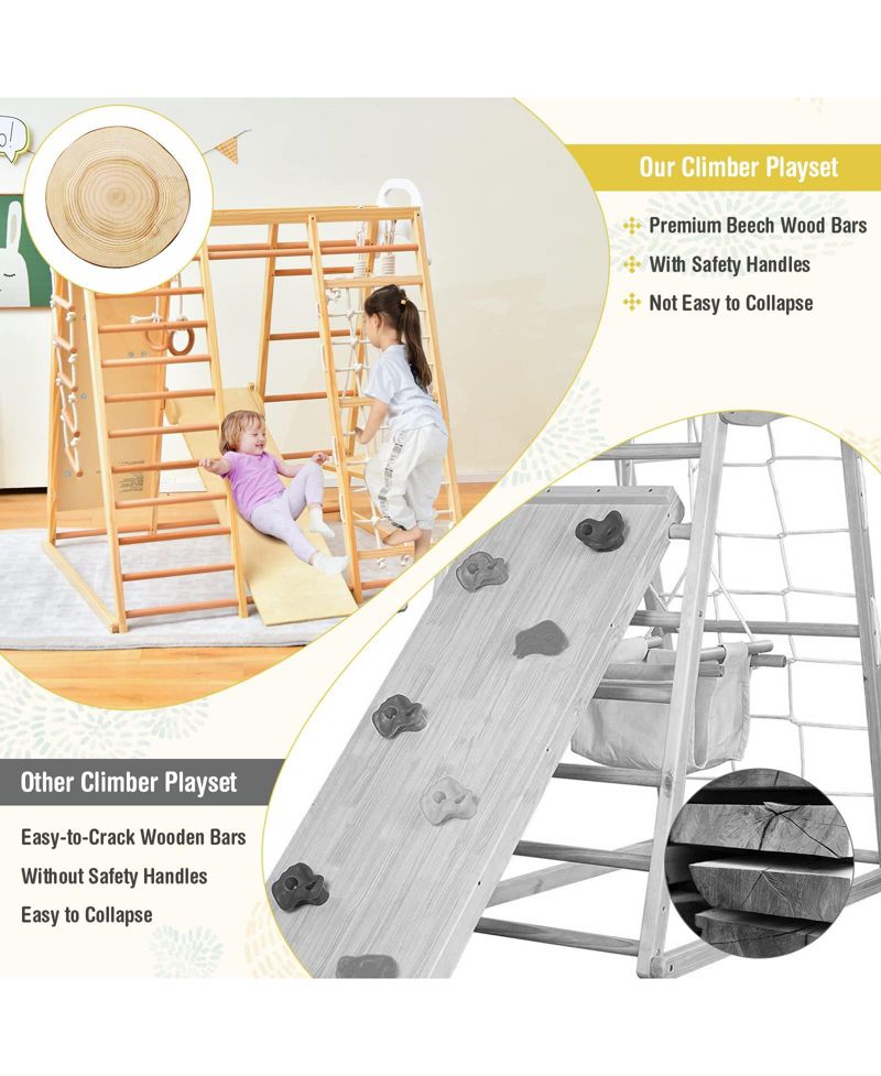 8-in-1 Beech Wood Jungle Gym Playset