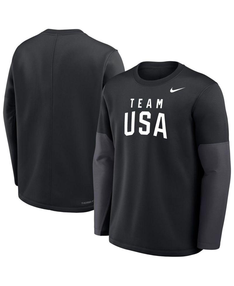Men's Black Team USA Coaches Therma-FIT Long Sleeve T-Shirt