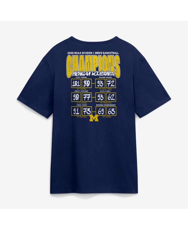 Men's Navy Michigan Wolverines 2026 NCAA Men's Basketball National Champions Schedule T-Shirt