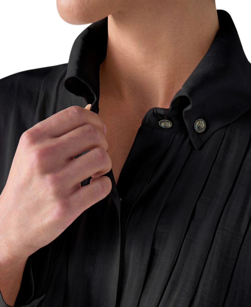 Women's High-Collar Long-Sleeve Tuxedo Blouse