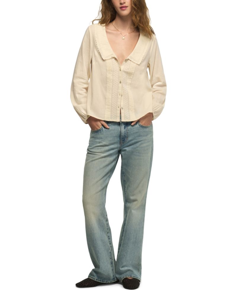 Women's Long-Sleeve Peter Pan Collar Blouse